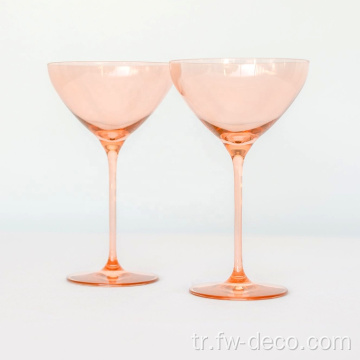 Renkli Martini Cam Pembe Kokteyl Goblet Gözlük